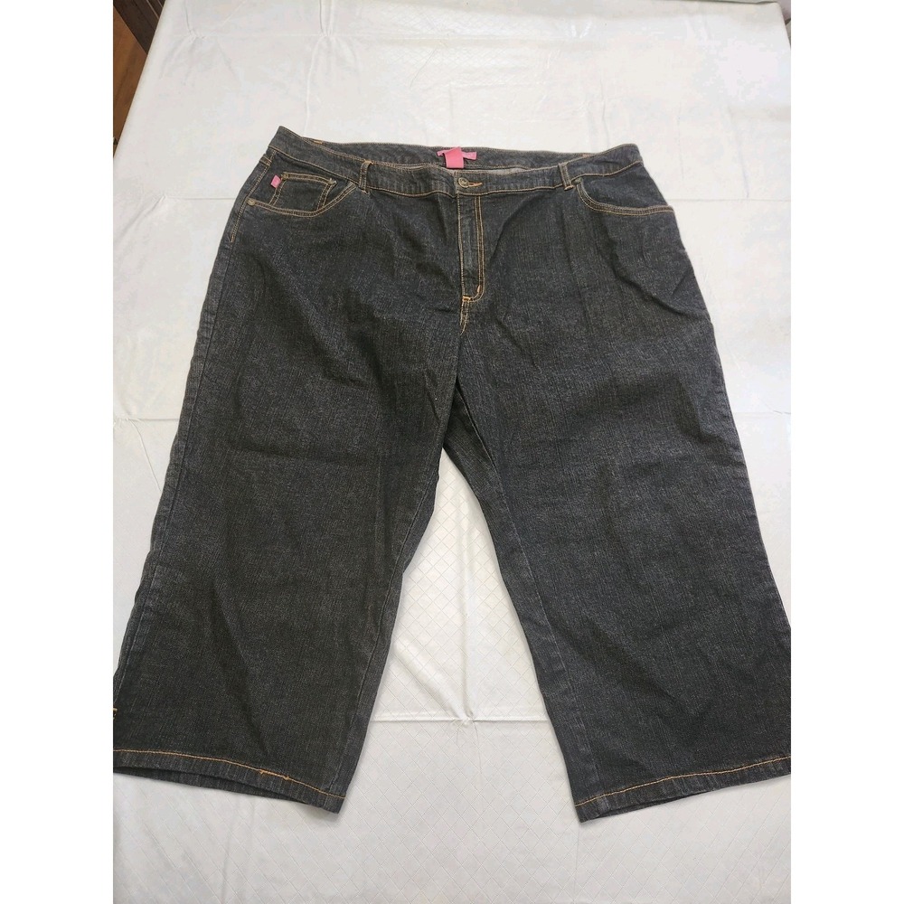 Woman Within Capri Jeans Womens 22W Dark Wash Denim‎ Stretch Natural Fit Cropped
